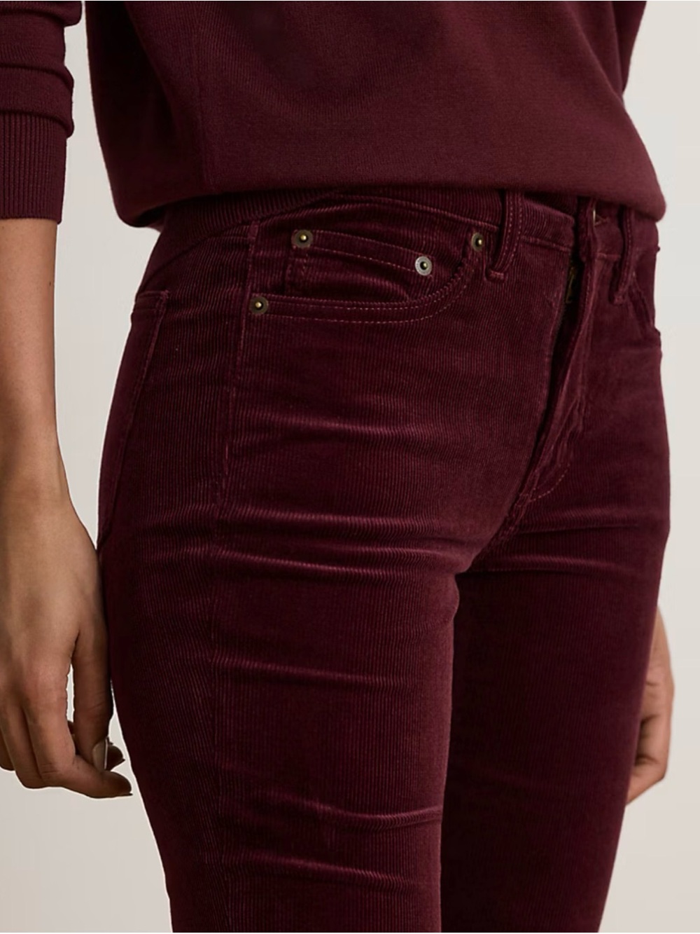 Ralph Lauren Women's Wine Red Corduroy Classic Straight Jeans
